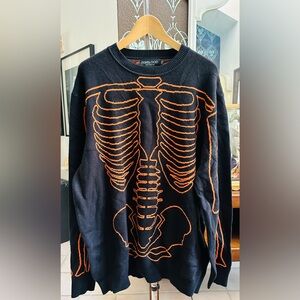 Edgy Black and Orange Skeleton Sweater